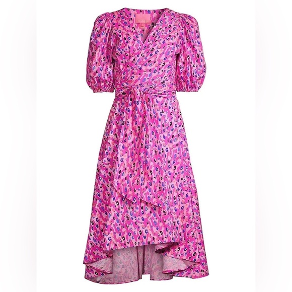 Lilly Pulitzer Dresses & Skirts - L-1 Lilly Pulitzer Juney Elbow Length Sleeve Midi Wrap Dress